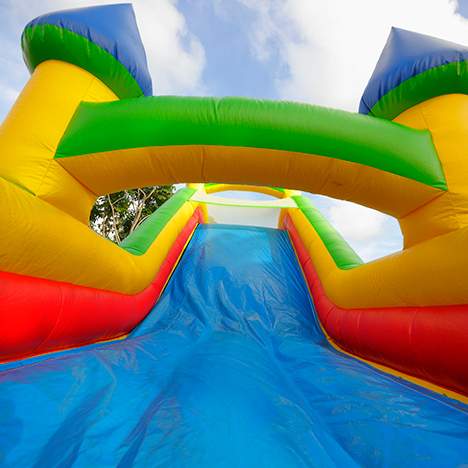 POV view of bounce house sloping upward, emphasizing the importance of bounce house safety rules