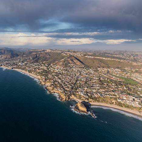 Aerial view of Laguna Beach, near some of the most dangerous highways in California, such as SR 74