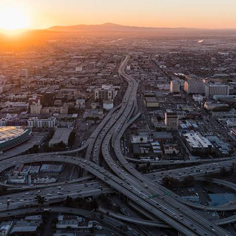 Aerial view of Interstate 10, one of the most dangerous roads in California