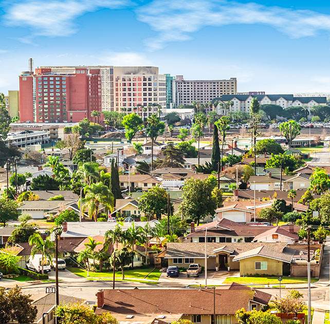 Sunny Anaheim cityscape, an area represented by the Anaheim personal injury lawyer firm Avrek Law