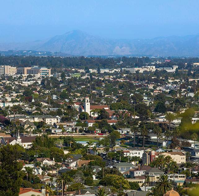 Oxnard city skyline and houses - one of the areas served by Oxnard auto accident attorney Avrek Law