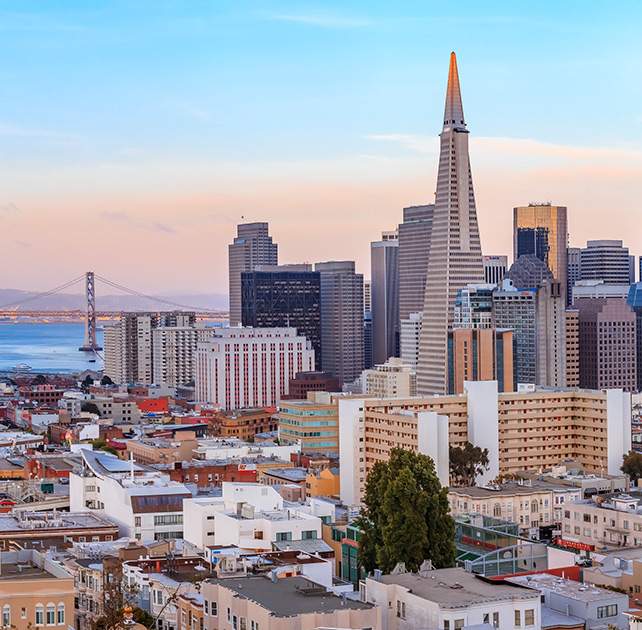 San Francisco cityscape, an area represented by Avrek Law's accident lawyers in San Francisco