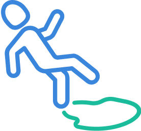 A person slipping on a puddle