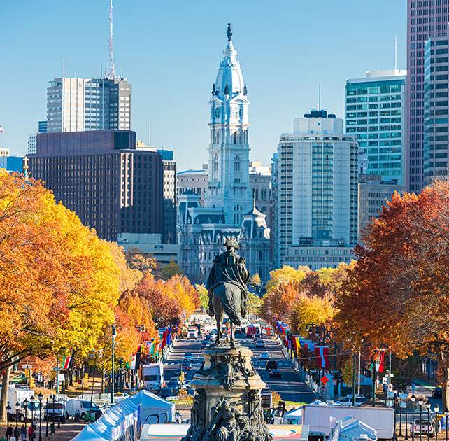 View of downtown Philadelphia, PA, home of Avrek Law’s Philadelphia personal injury lawyers