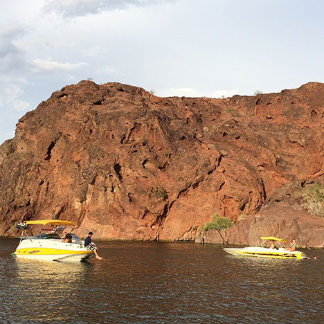 Photo of boats on the water near the site of a Lake Havasu boat accident