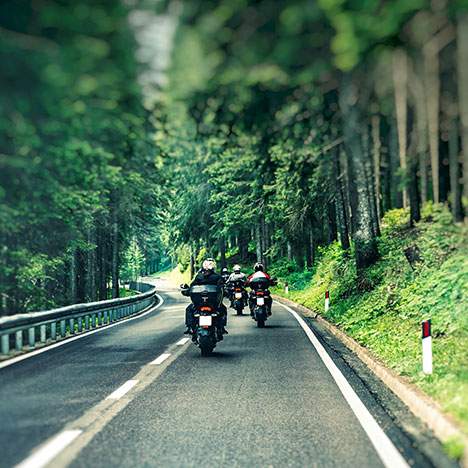Several motorcyclists on the road - find the best motorcycle accident lawyer Riverside offers