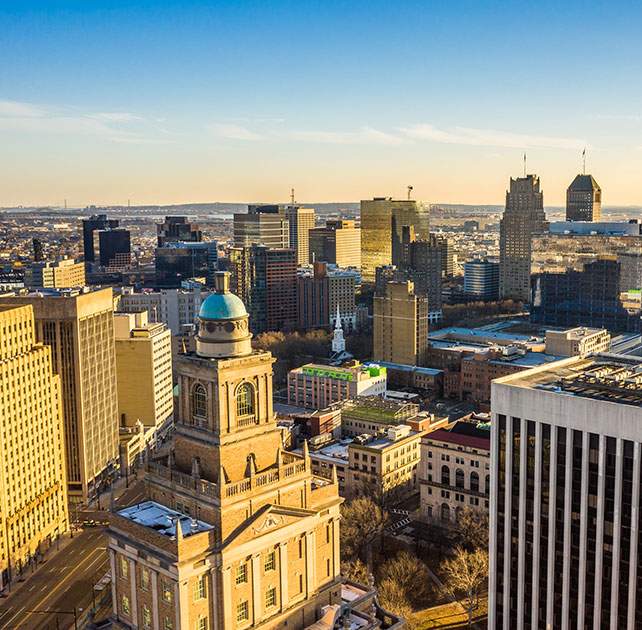 View of downtown Newark, NJ, home of Avrek Law’s New Jersey personal injury lawyers