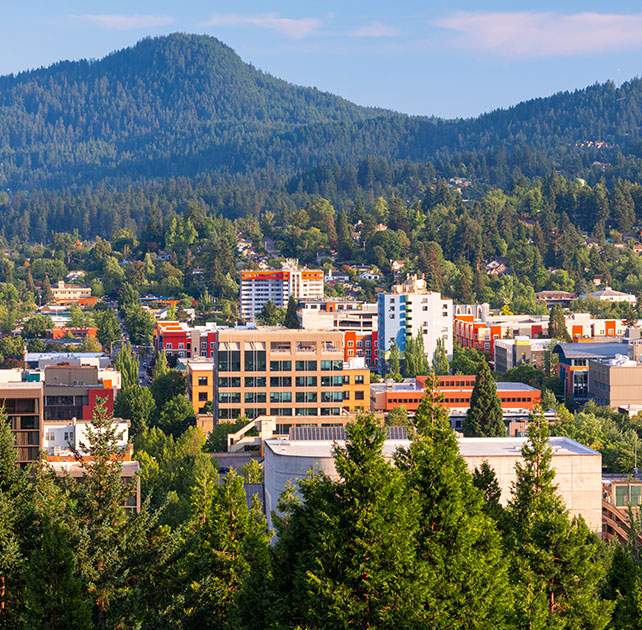 A downtown view of Eugene, Oregon
