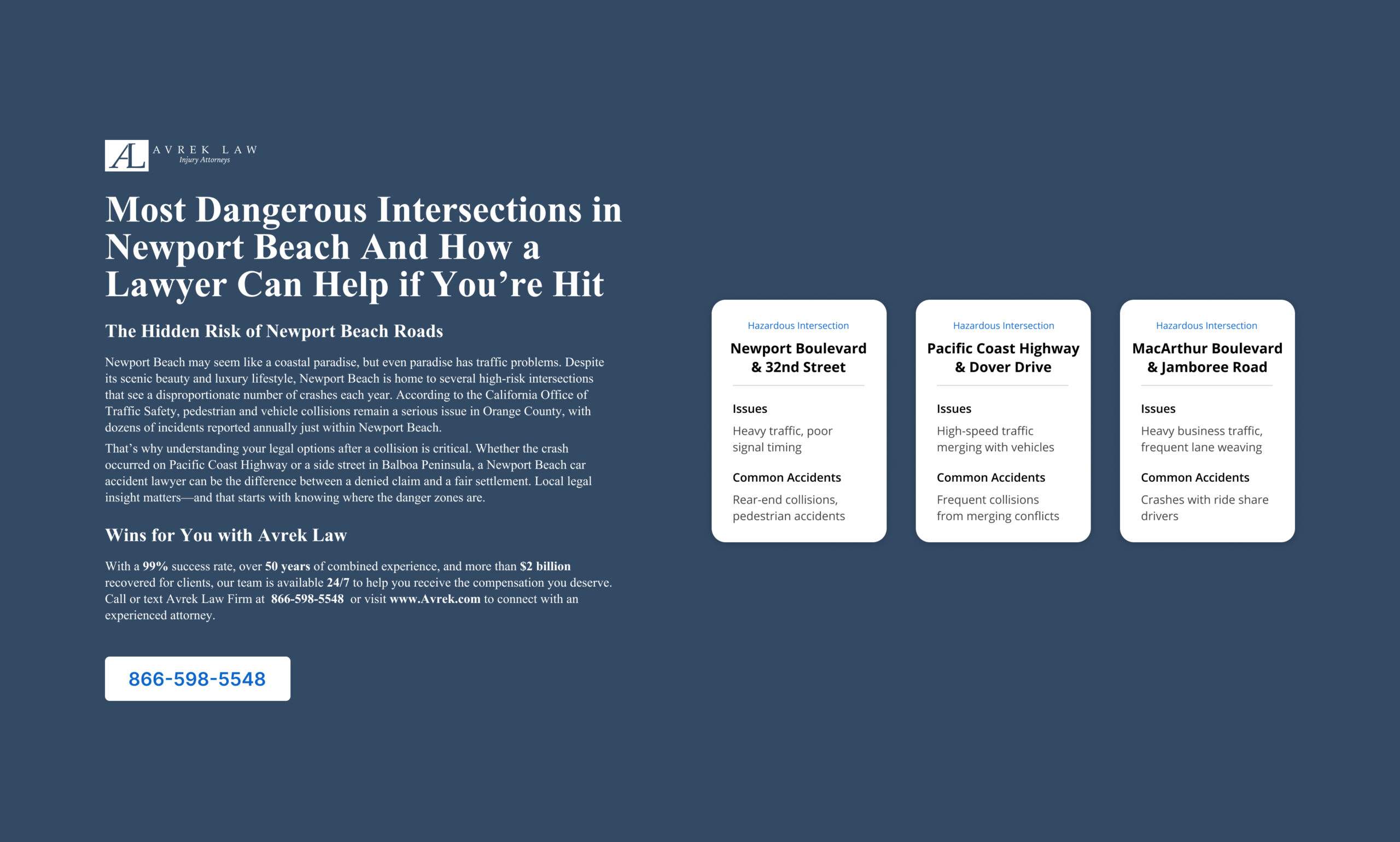 Most Dangerous Intersections in Newport Beach And How a Newport Beach Car Accident Lawyer Can Help if Youre Hit There Infographic