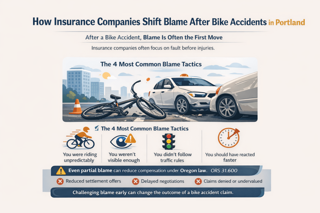 Bike Accidents in Portland: How Insurance Shifts Blame After a Crash 2 bike accident lawyer in Portland explaining how insurance shifts blame