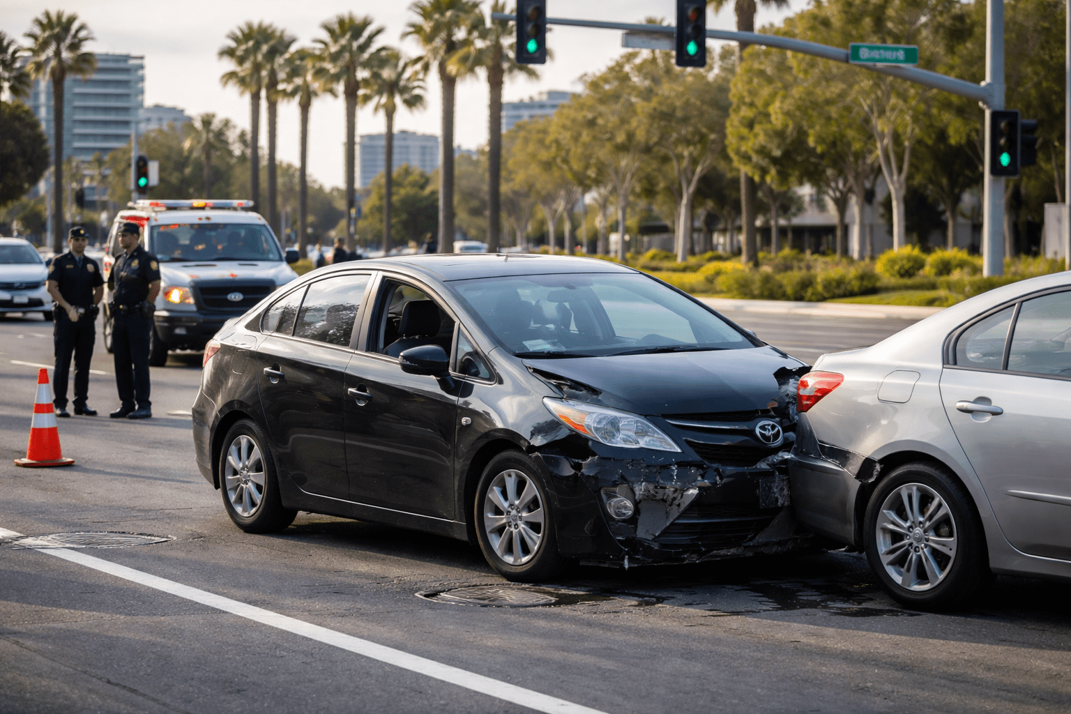 rideshare accident lawyer in irvine reviewing an uber lyft crash scene