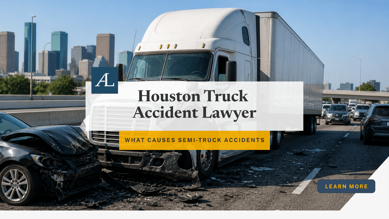 Houston truck accident showing semi truck crash on freeway