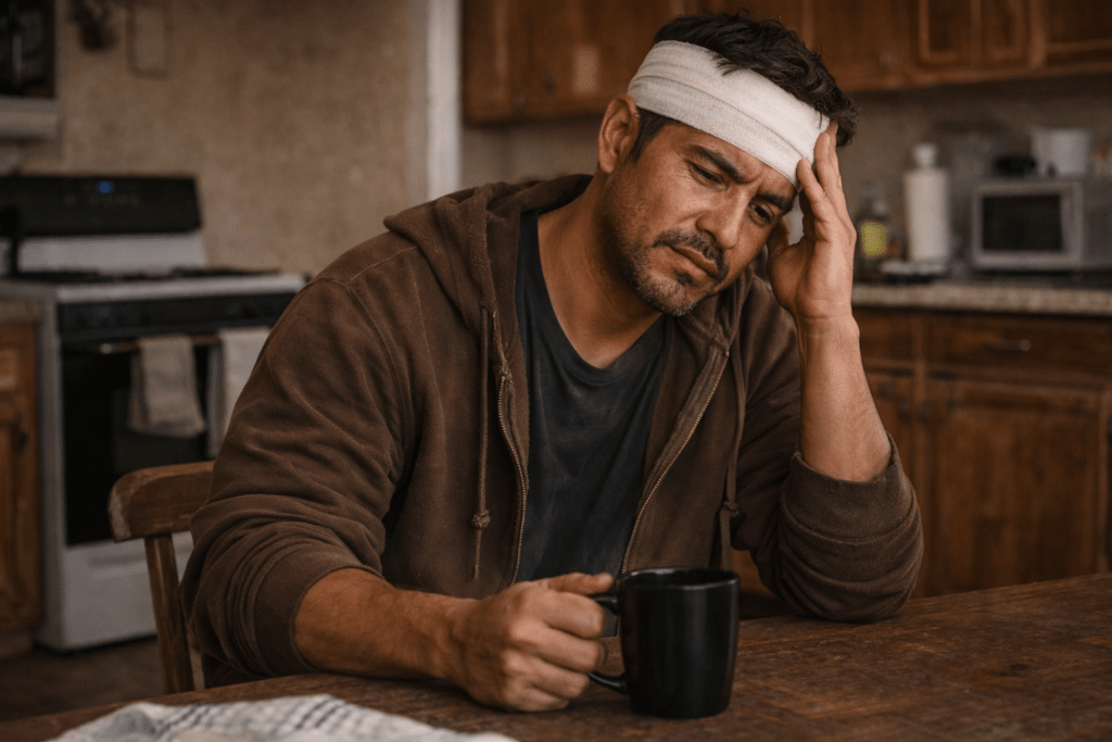 Bakersfield brain injury lawyer case involving man recovering at home after head injury from car accident