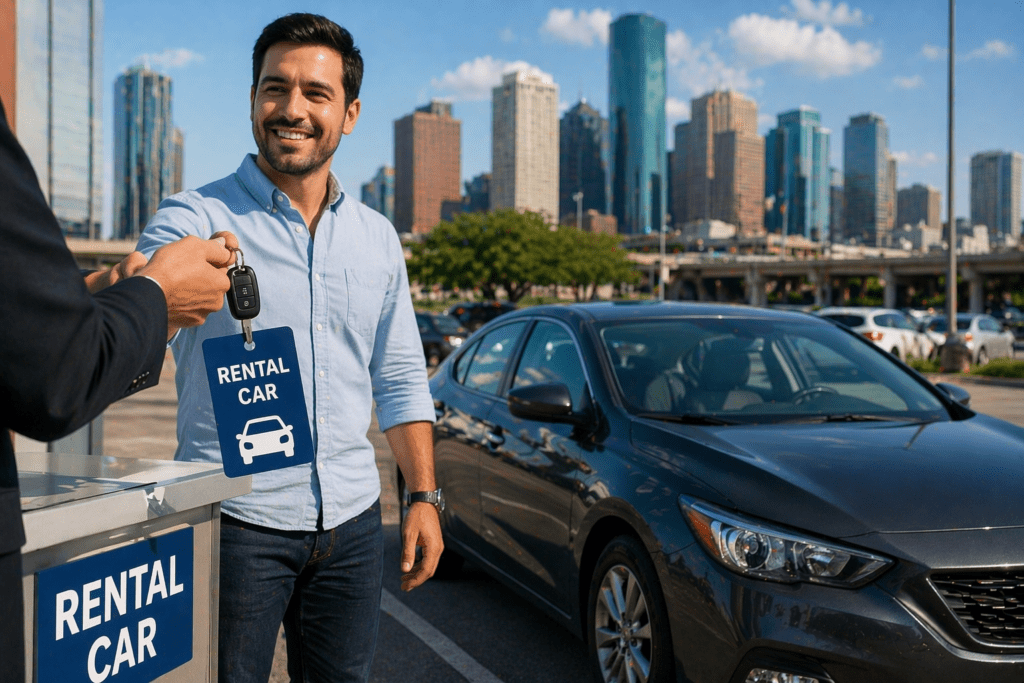 who pays for a rental car after a car accident in Houston