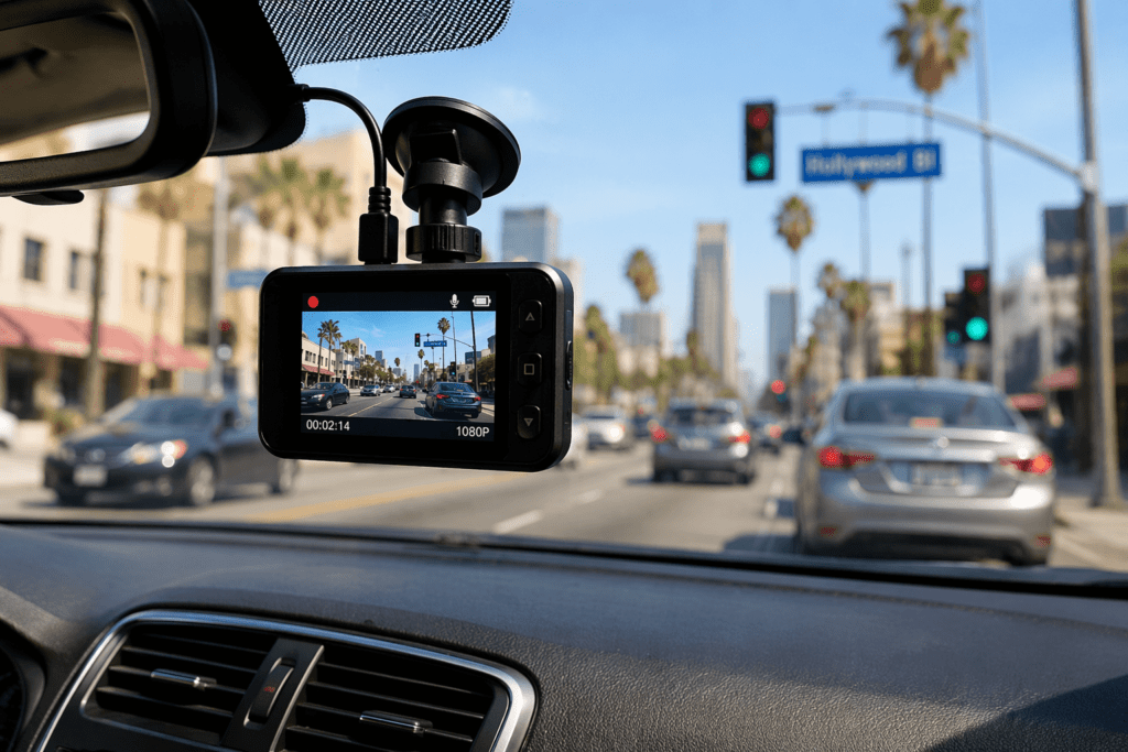 can dashcam footage help in a Los Angeles car accident claim with dashcam recording traffic scene