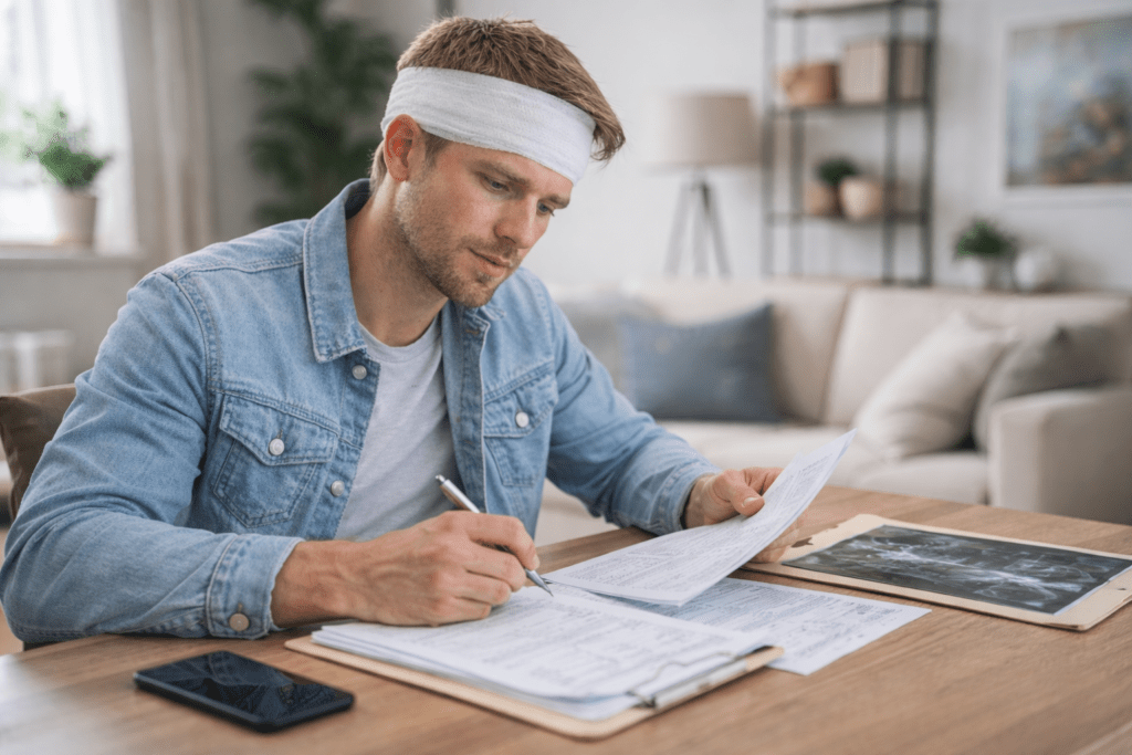 California personal injury lawyers case involving injury victim reviewing medical records after accident