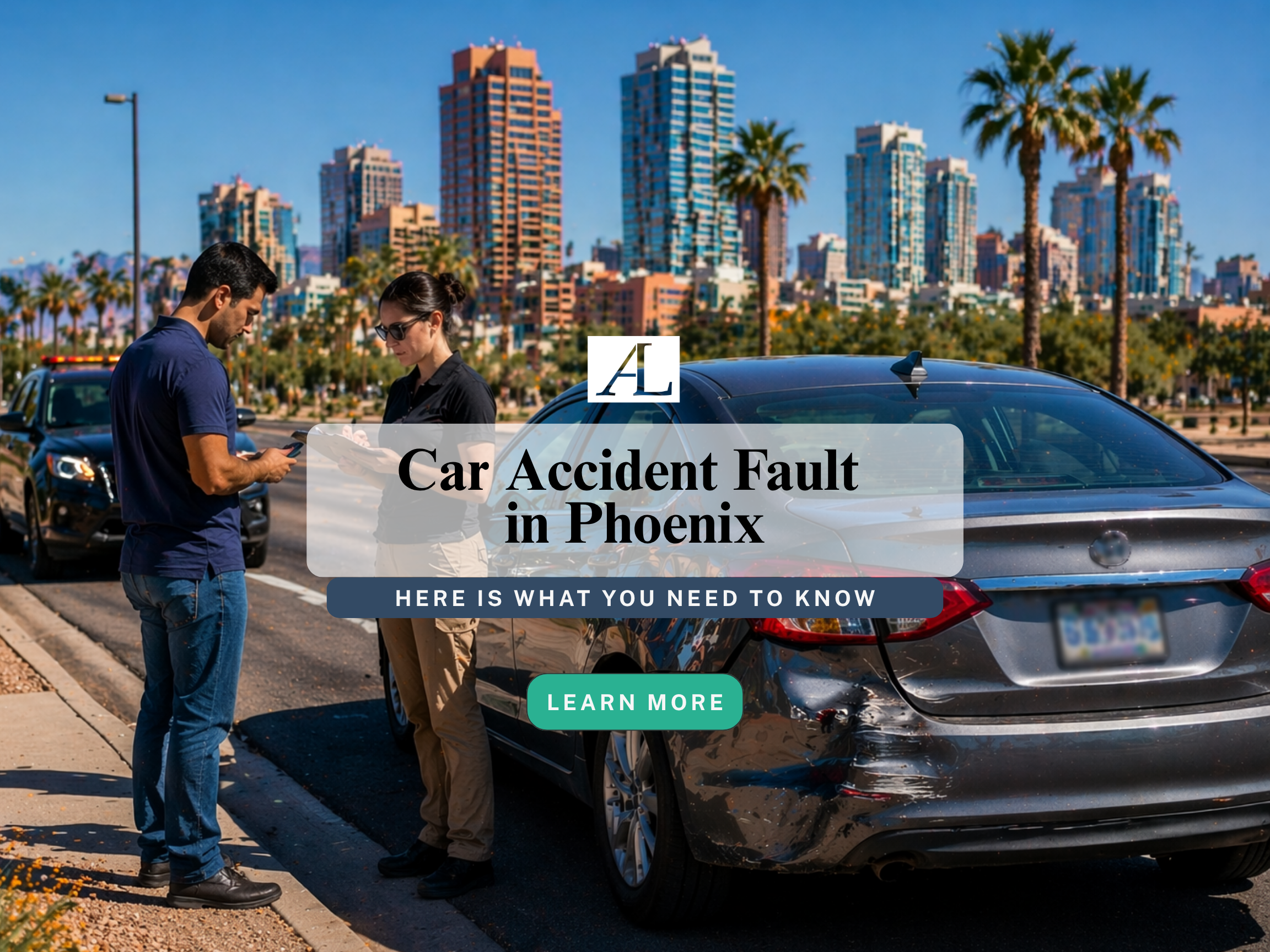 how comparative negligence works in Phoenix car accident cases with driver and officer documenting crash scene