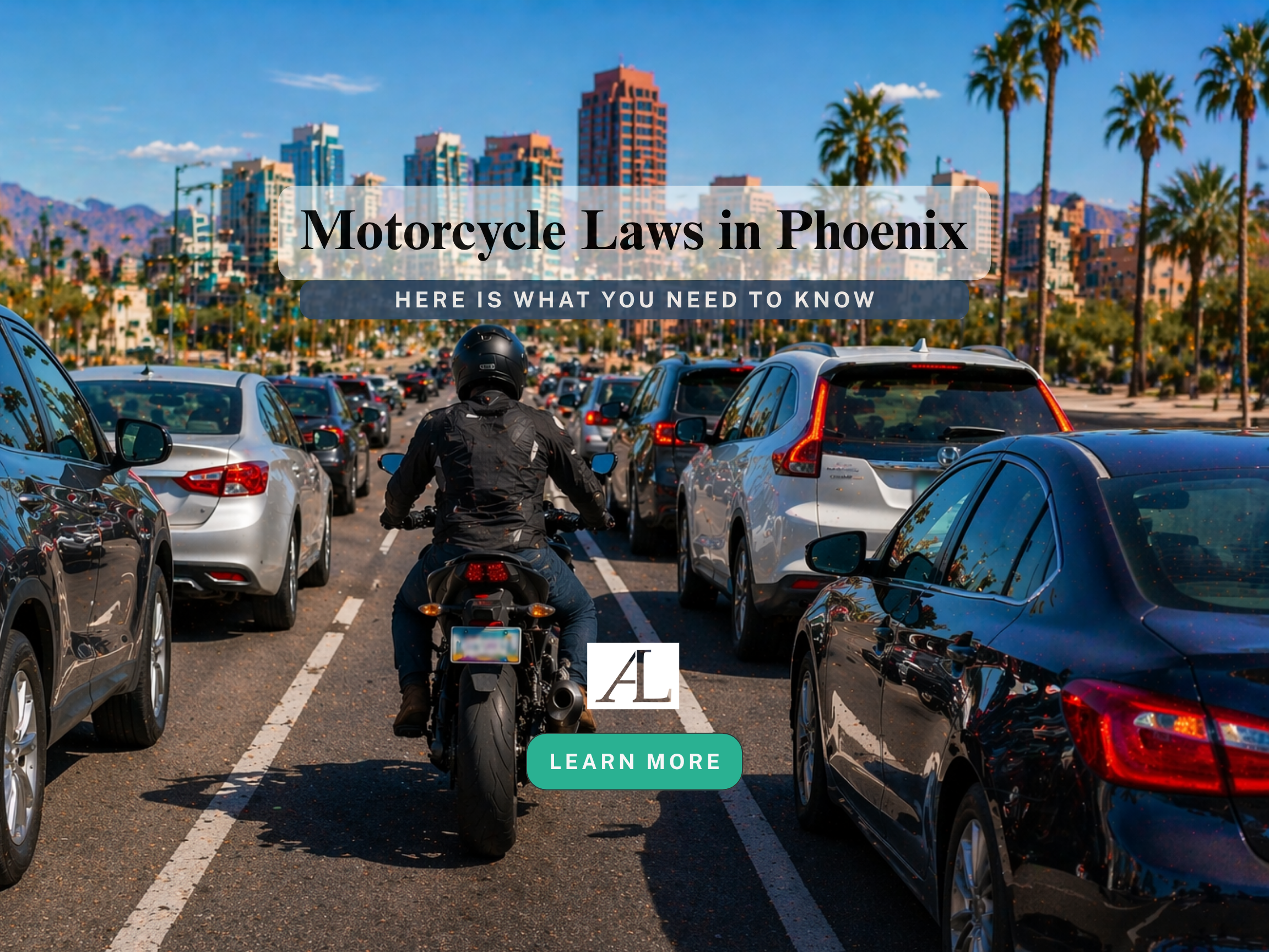 is lane filtering legal for motorcycles in Phoenix with rider centered between traffic lanes