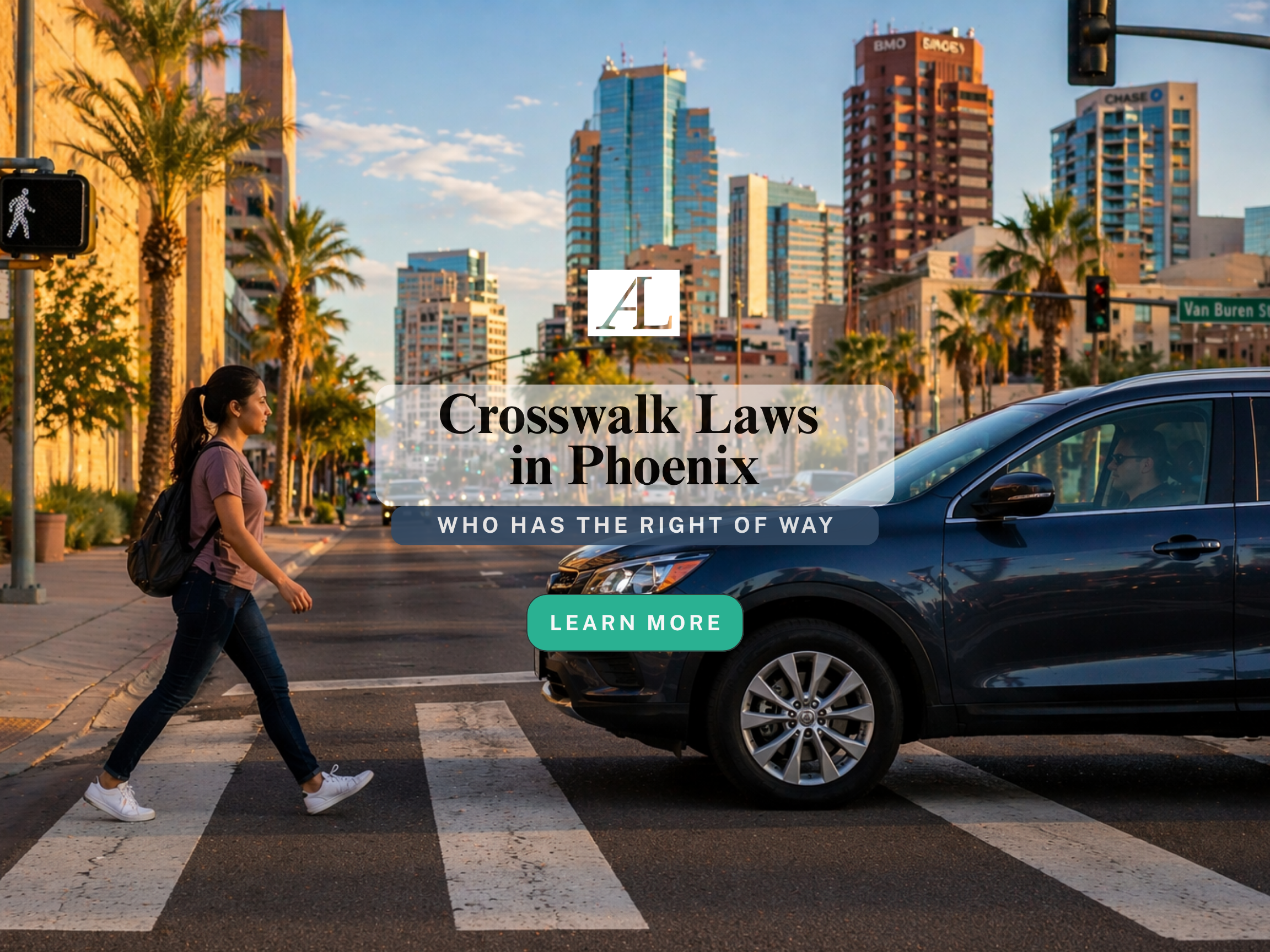what Phoenix crosswalk laws mean for pedestrians and drivers with pedestrian crossing street and vehicle yielding