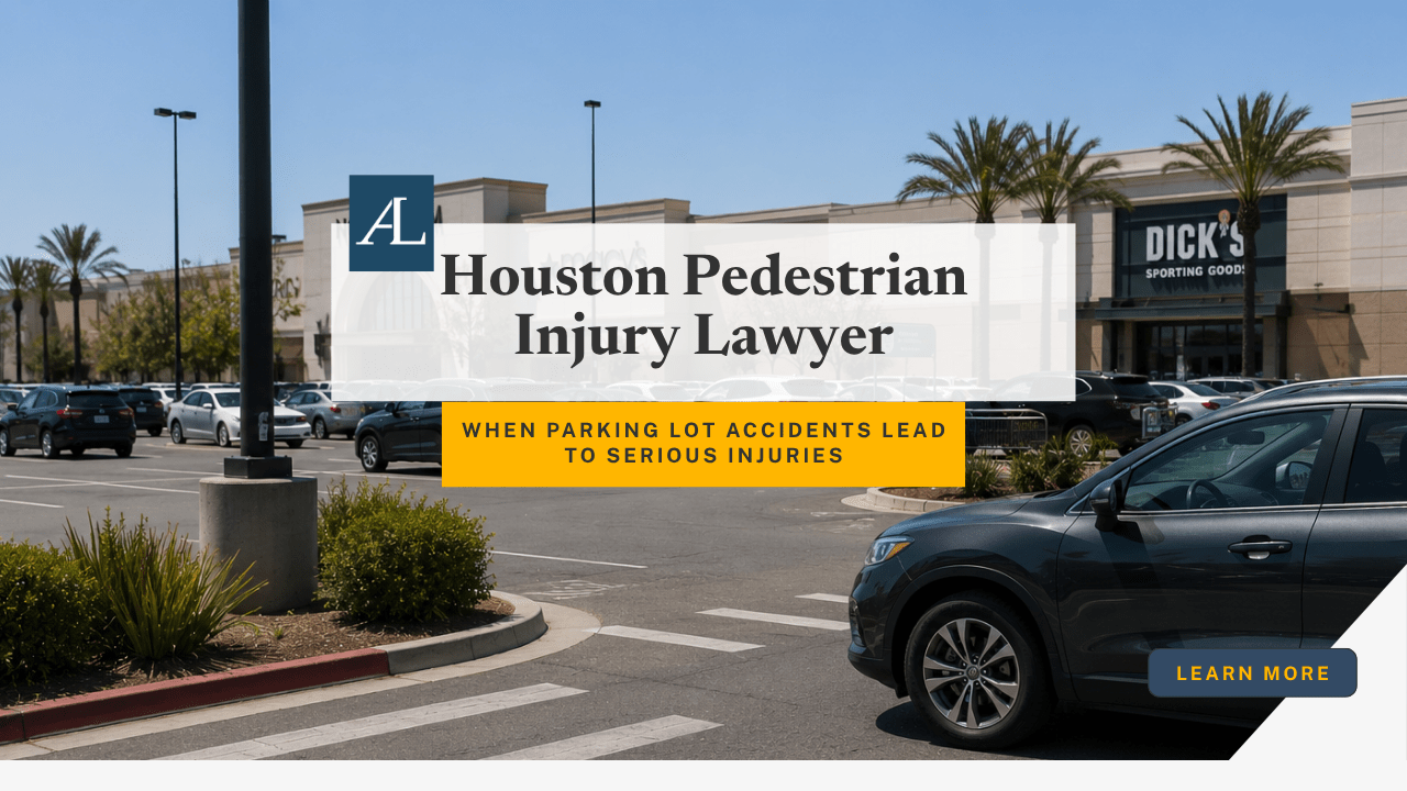 Houston pedestrian accident lawyer analyzing parking lot crosswalk collision at shopping center