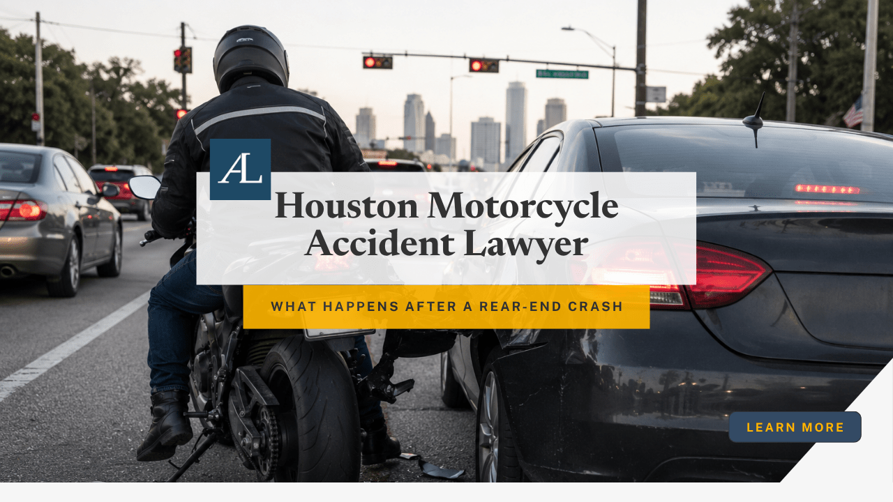 Houston motorcycle accident lawyer analyzing rear-end crash involving motorcycle at intersection