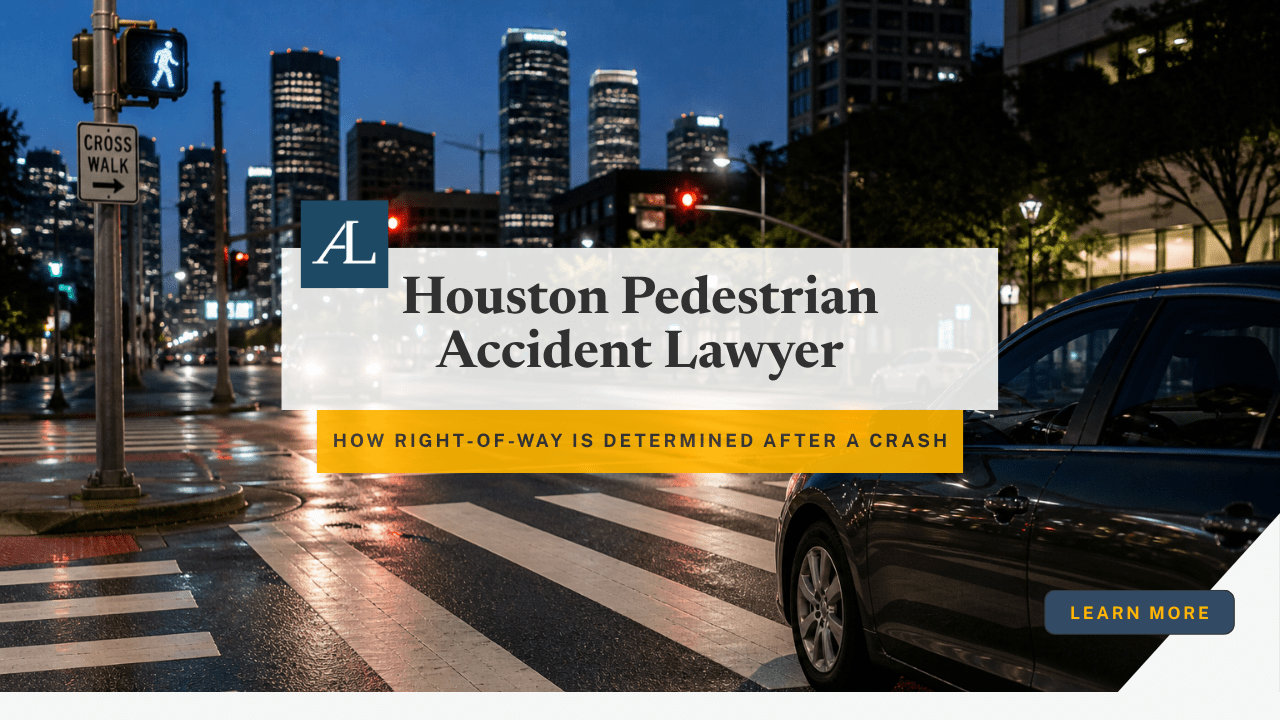 Houston pedestrian accident lawyer analyzing nighttime crosswalk accident scene