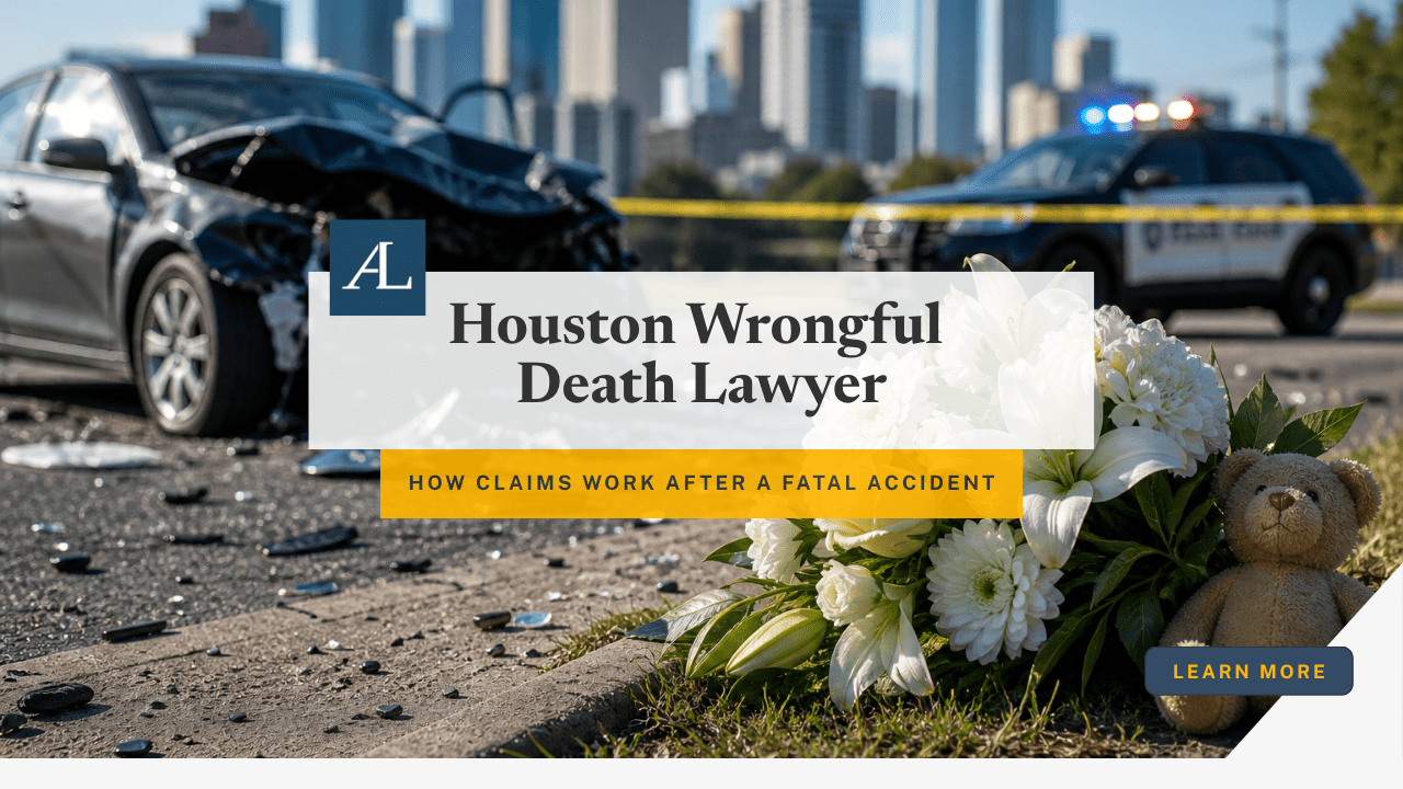 Houston wrongful death lawyer analyzing fatal car accident on freeway