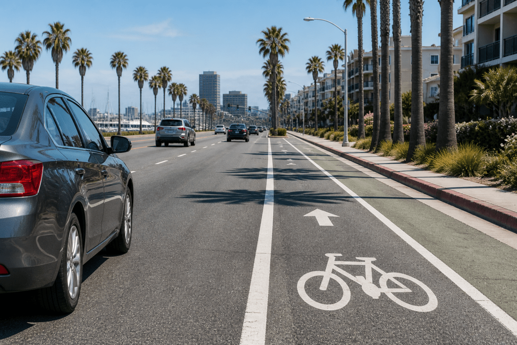 California’s Three Feet for Safety Law and What It Means for Long Beach Cyclists 2 Long Beach bicycle accident lawyer analyzing bike lane passing distance on roadway