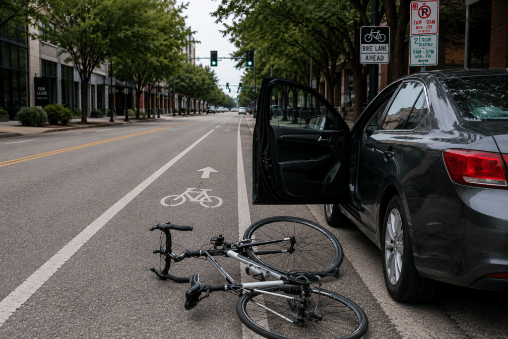 Houston bicycle accident lawyer analyzing cyclist injured after car door opened into bike lane