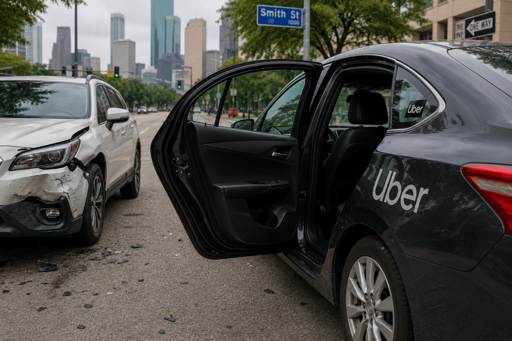 Houston Uber accident lawyer analyzing rideshare passenger accident claim
