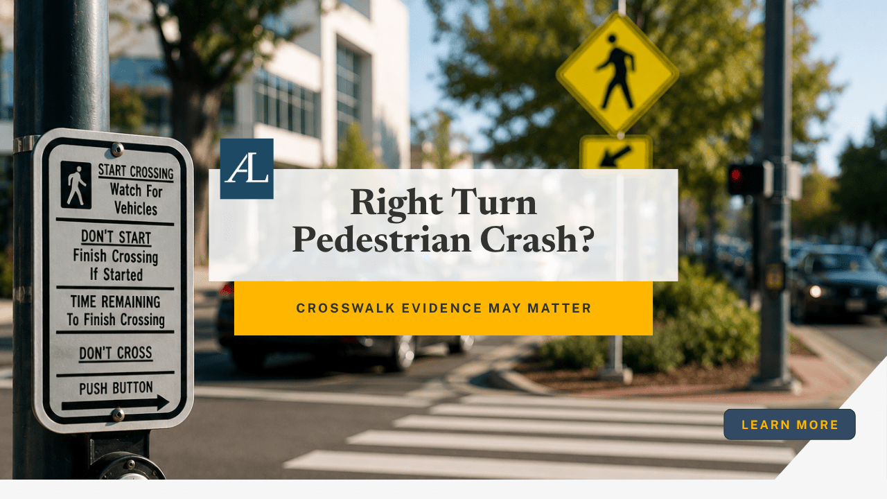 Santa Ana pedestrian accident right turn on red involving crosswalk injury evidence