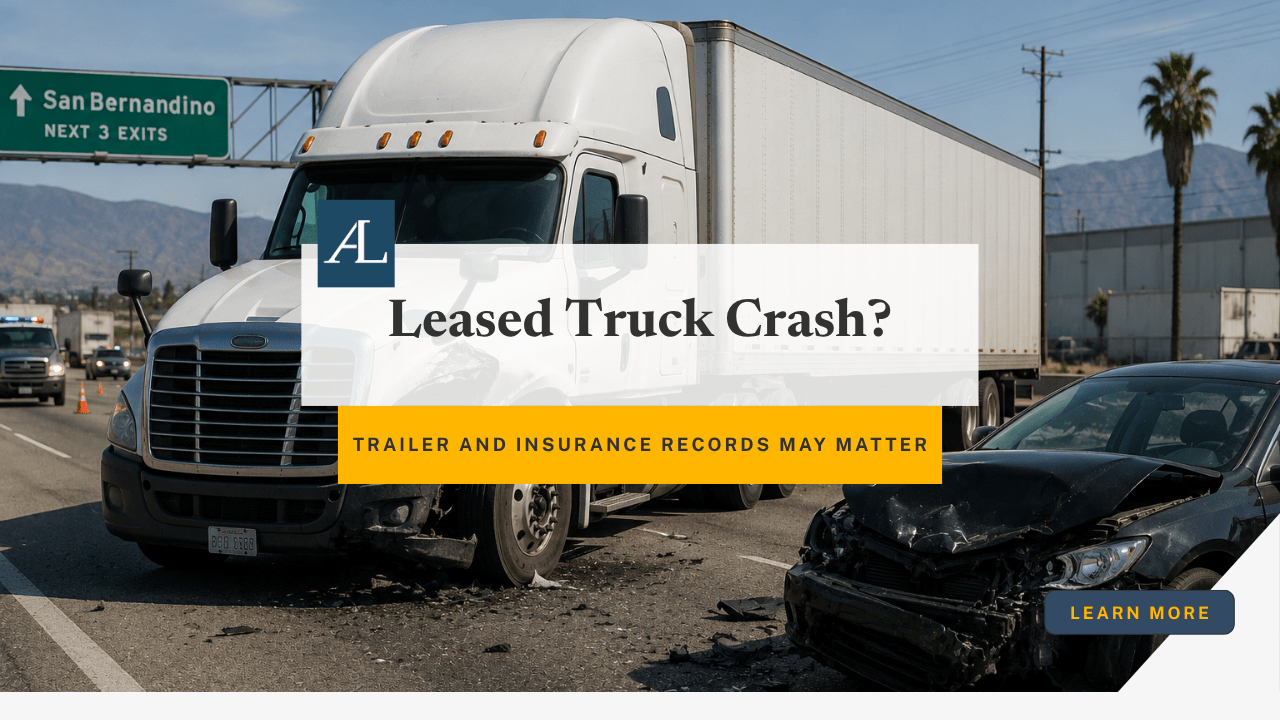San Bernardino truck accident leased trailer insurance claim