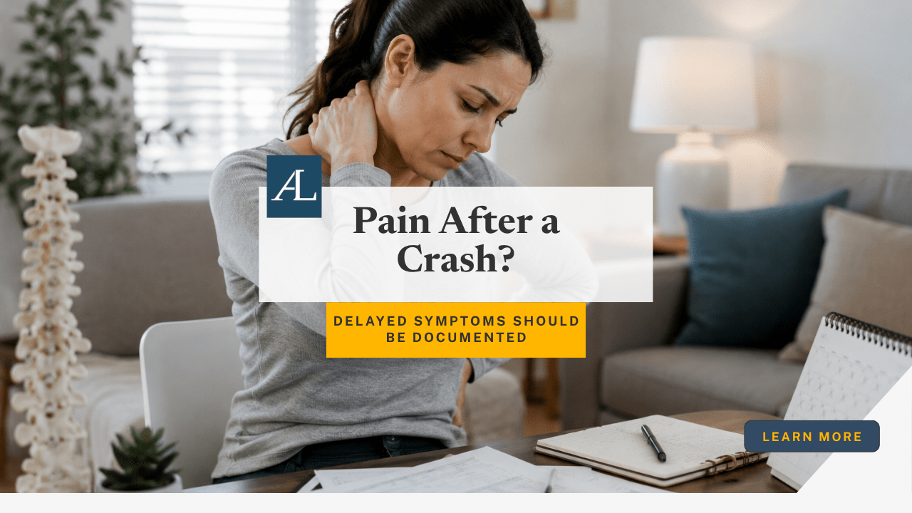 Las Vegas soft tissue injury claim delayed pain after car accident with neck and back pain documentation