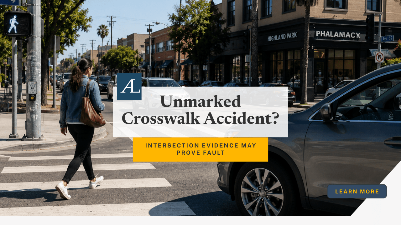 Pasadena pedestrian accident unmarked crosswalk claim involving intersection evidence and driver yield issues