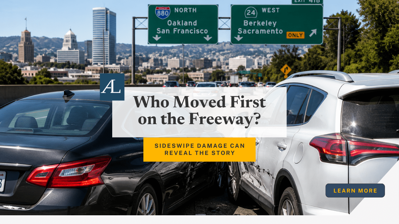 Oakland freeway lane change sideswipe accident claim