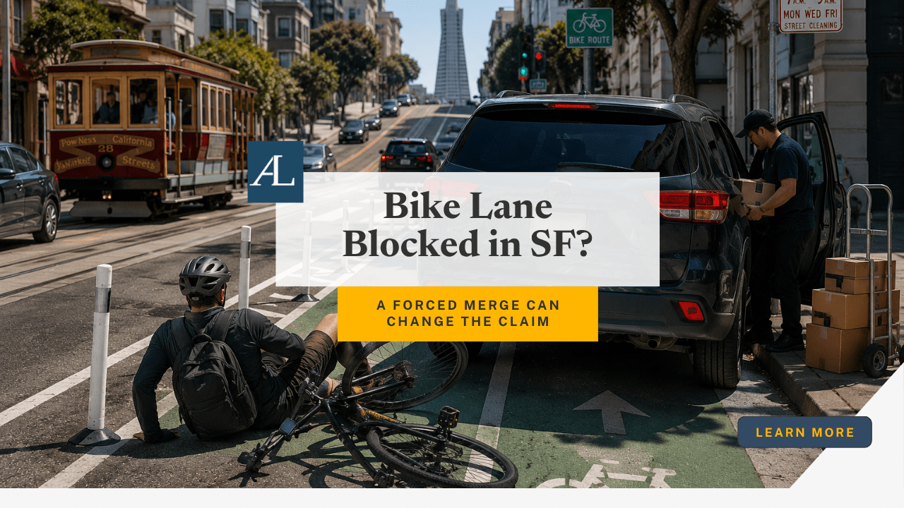 San Francisco Bicycle Accidents When Parked or Stopped Vehicles Block the Bike Lane 1 San Francisco blocked bike lane bicycle accident claim