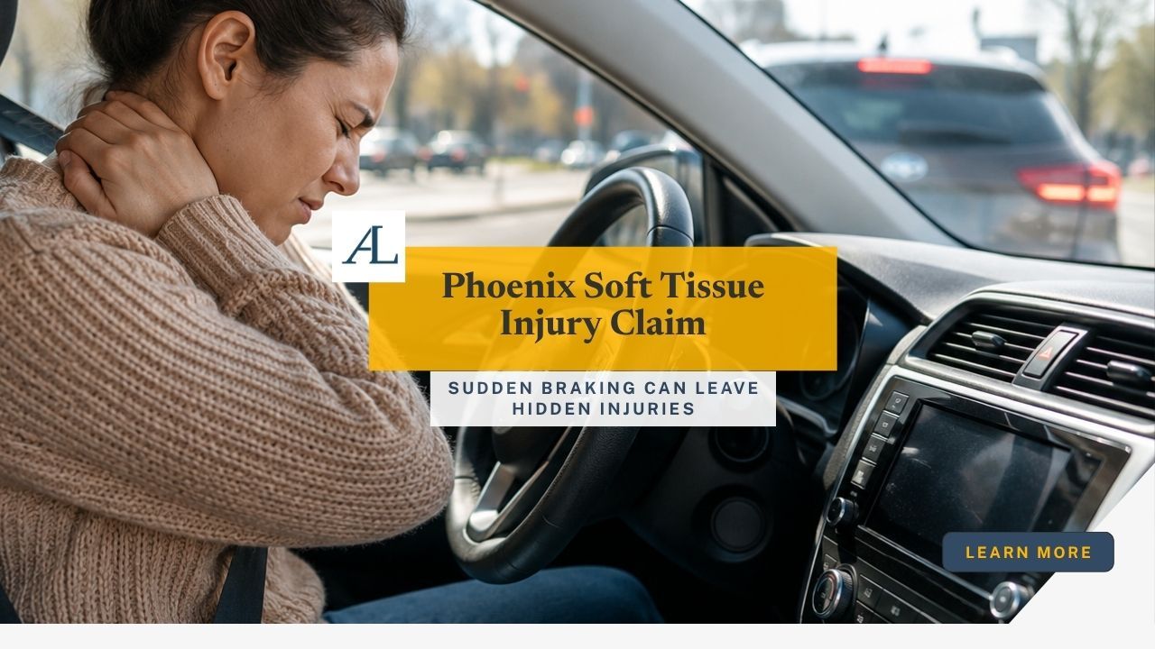 Phoenix soft tissue injury sudden braking accident claim