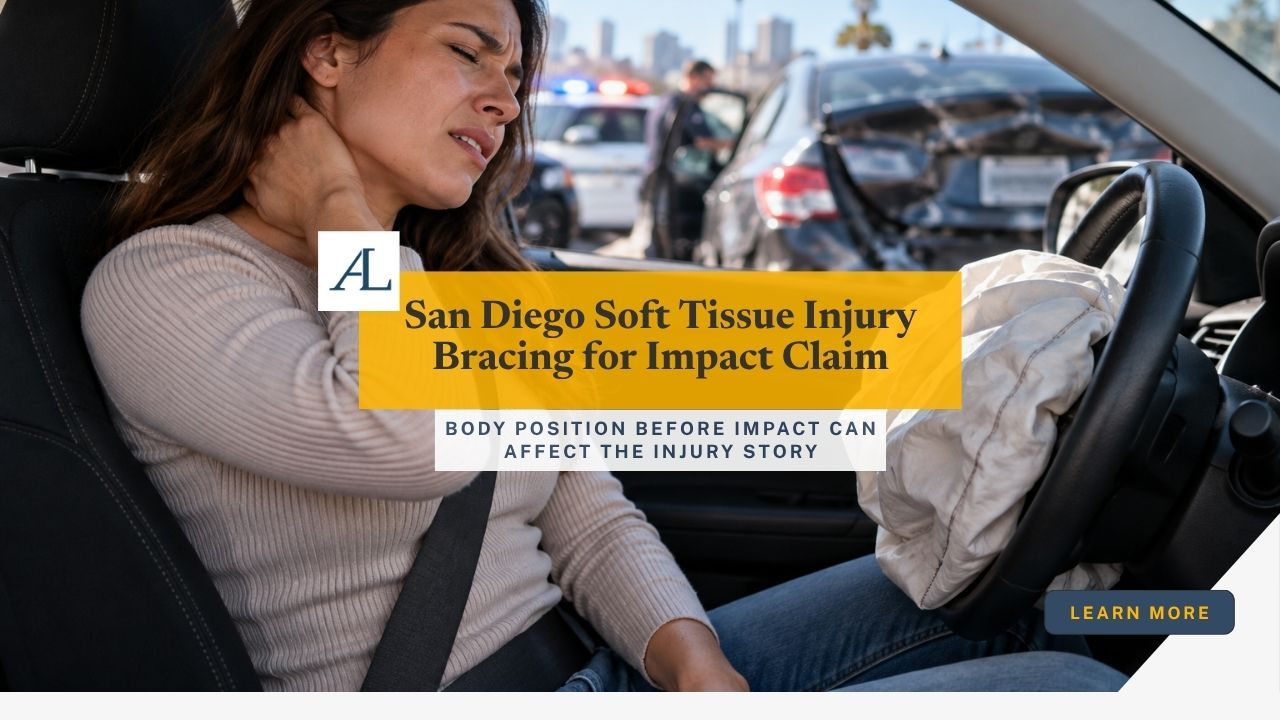 San Diego soft tissue injury bracing for impact claim involving a driver or passenger, sudden vehicle movement, and medical documentation.