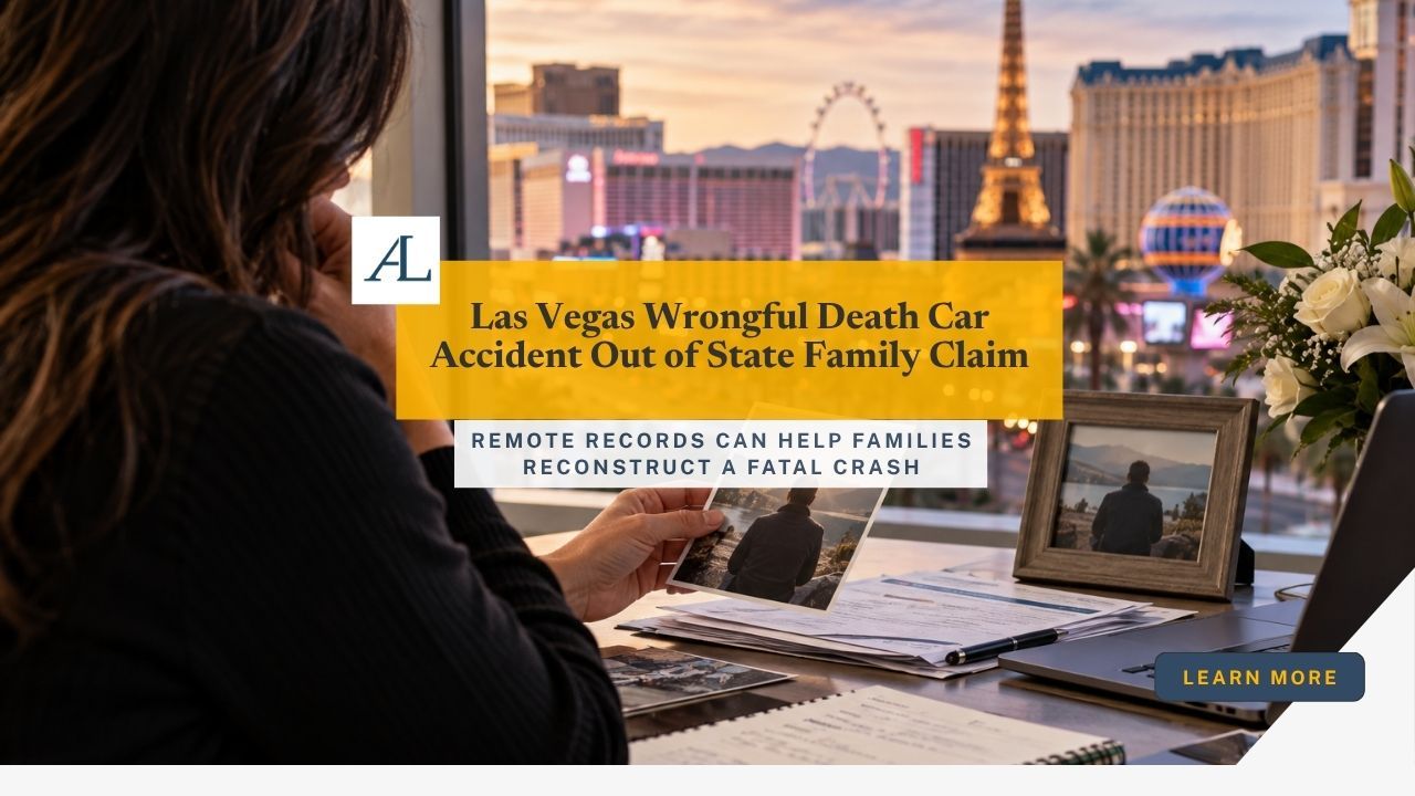 Las Vegas wrongful death car accident out of state family claim involving records, insurance communications, and family documentation after a fatal crash.